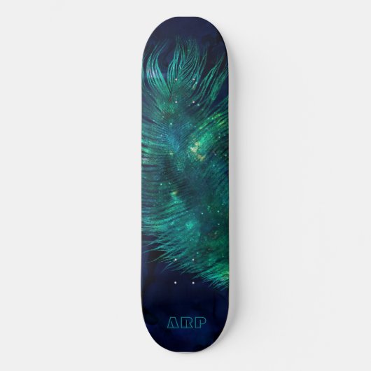 *~* Mitternachter blauer Himmel Kosmische Smarald Skateboard (Vorderseite)