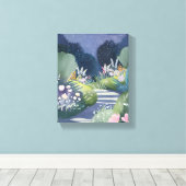 Mitternachtgarten | Blumenweg Wasserfarbe Leinwanddruck (Insitu (Holzboden))