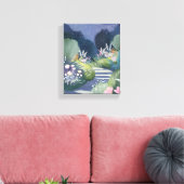 Mitternachtgarten | Blumenweg Wasserfarbe Leinwanddruck (Insitu (Wohnzimmer))