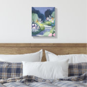 Mitternachtgarten | Blumenweg Wasserfarbe Leinwanddruck (Insitu (Schlafzimmer))