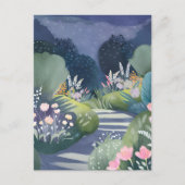 Mitternachtgarten | Blumenweg Wasserfarbe Postkarte (Vorderseite)