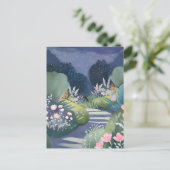 Mitternachtgarten | Blumenweg Wasserfarbe Postkarte (Stehend Vorderseite)