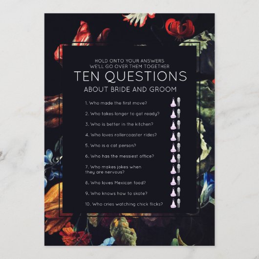 Mitternachtgarten Zehn Fragen Hochzeitsspiel (Vorderseite)