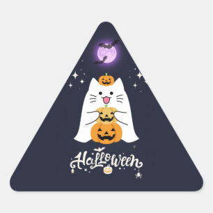 Mitternachtlich verzauberter Halloween-Kater – Gru Dreieckiger Aufkleber