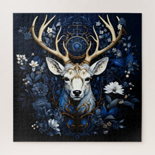 Mitternächtliche himmlische Blumen-Gotik-Hirsch  Puzzle