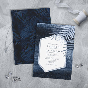 Mitternachtliche Tropische Palmen Moody Blue ID132 Einladung