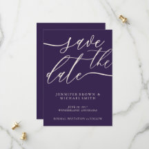 Mitternachtlila Save The Date Kalligrafie