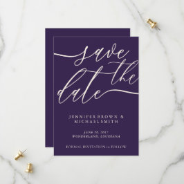 Mitternachtlila Save The Date Kalligrafie