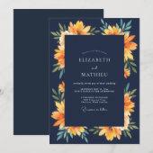 Mitternachts-Amber-Lily-Hochzeit Einladung (Vorne/Hinten)