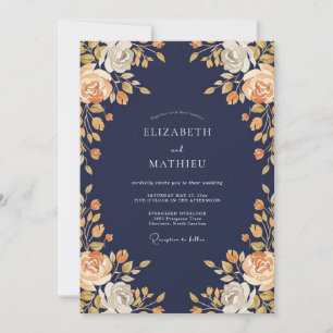 Mitternachts-Amber-Ranunculus-Sage-Hochzeit Einladung