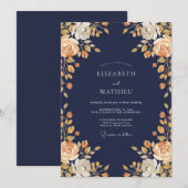 Mitternachts-Amber-Ranunculus-Sage-Hochzeit Einladung (Vorne/Hinten)