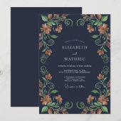 Mitternachts-Ambra-Reben-Hochzeit Einladung (Vorne/Hinten)