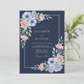 Mitternachts-Anemonen-Hochzeit Einladung (Stehend Vorderseite)
