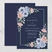 Mitternachts-Anemonen-Hochzeit Einladung (Vorne/Hinten)