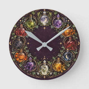 Mitternachts-Apotheker-Trankflaschen Halloween Runde Wanduhr