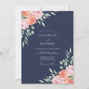 Mitternachts-Aprikosen-Hochzeit bemalt Einladung