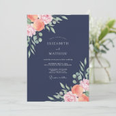 Mitternachts-Aprikosen-Hochzeit bemalt Einladung (Stehend Vorderseite)
