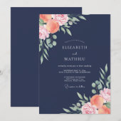 Mitternachts-Aprikosen-Hochzeit bemalt Einladung (Vorne/Hinten)