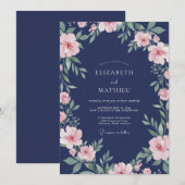 Mitternachts-Blush-Rebe-Hochzeit Einladung (Vorne/Hinten)
