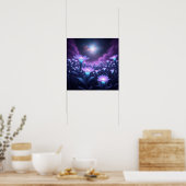 Mitternachts-Blütenfeld unter leuchtendem kosmisch Poster (Küche)