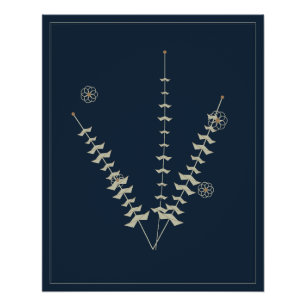Mitternachts-Botanikstudie Vintage-Blumenposter Poster