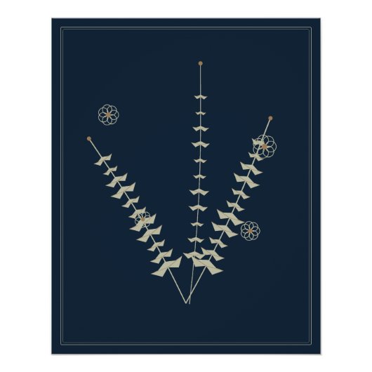 Mitternachts-Botanikstudie Vintage-Blumenposter Poster (Vorderseite)