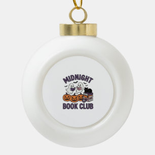 Mitternachts-Buchclub Halloween-Lesedesign_1 Keramik Kugel-Ornament