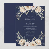 Mitternachts-Champagner-Blüten-Hochzeit Einladung (Vorne/Hinten)