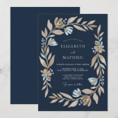 Mitternachts-Champagner-Goldblatt-Hochzeit Einladung (Vorne/Hinten)