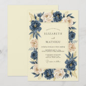 Mitternachts-Champagner-Ranunculus-Eucalyptus-Hoch Einladung (Vorne/Hinten)