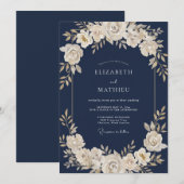 Mitternachts-Cremekranz-Hochzeit Einladung (Vorne/Hinten)