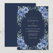 Mitternachts-Dahlia-Hochzeit Einladung (Vorne/Hinten)