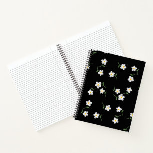 Mitternachts-Daisy-Blumen-Notizbuch Handgezeichn Notizblock