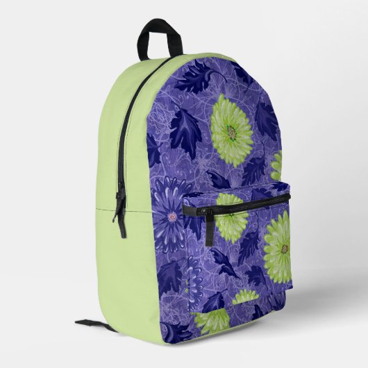 Mitternachts-Daisy-Garten Bedruckter Rucksack (Rückseitige Ecke links)