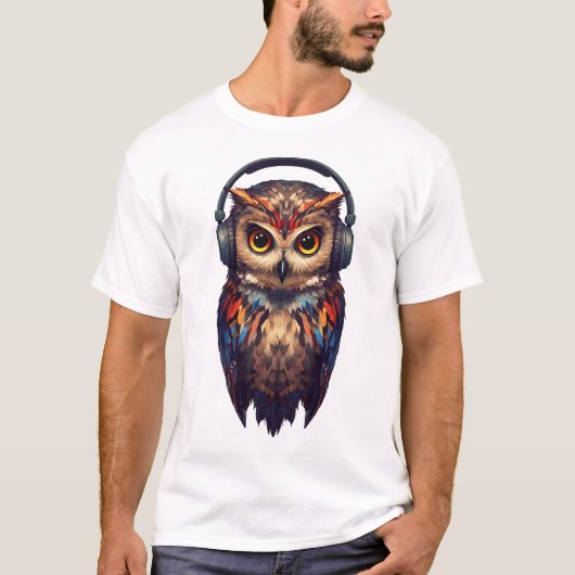Mitternachts-Echo – Abstrakter Uhu mit Seele T-Shirt (Vorderseite)