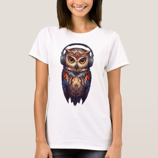 Mitternachts-Echo – Abstrakter Uhu mit Seele T-Shirt (Vorderseite)