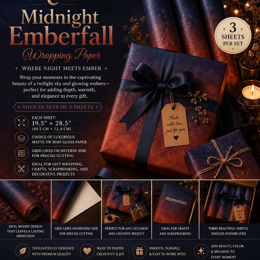 Mitternachts-Emberfall Geschenkpapier Set