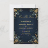Mitternachts-Evergreen-Goldene Winter-Eleganz Save The Date (Vorderseite)