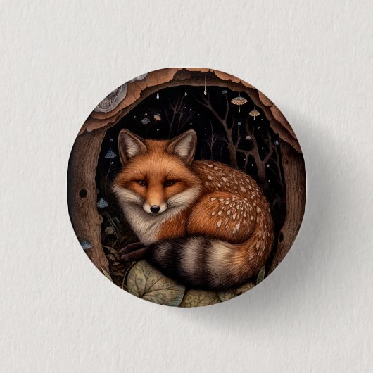 Mitternachts-Fuchs-Knopf Button (Vorderseite)