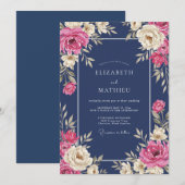 Mitternachts-Fuchsien-Blüten-Hochzeit Einladung (Vorne/Hinten)