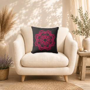 Mitternachts-Fuchsien-Mandala Kissen
