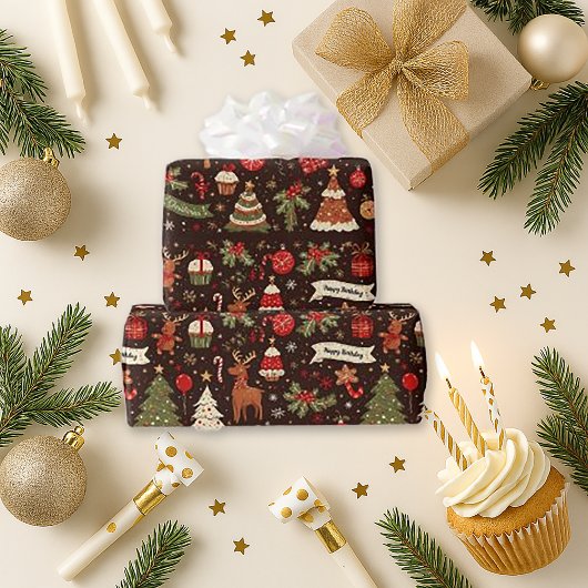 Mitternachts-Geburtstags-Weihnachten Geschenkpapier