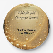 Mitternachts-Gold-Faux-Champagner-Traum-Bubbles Ne Pappteller (Vorderseite)