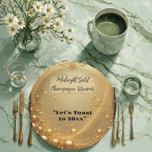 Mitternachts-Gold-Faux-Champagner-Traum-Bubbles Ne Pappteller