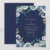 Mitternachts-Goldene-Reben-Hochzeit Einladung (Vorne/Hinten)