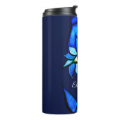 Mitternachts-Gothic-Eye-Flower - Dunkelblaue Botan Thermosbecher (Nach links gedreht)