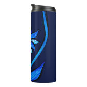 Mitternachts-Gothic-Eye-Flower - Dunkelblaue Botan Thermosbecher (Nach rechts gedreht)