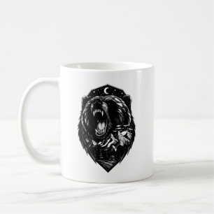Mitternachts Grizzly Bär Berg Silhouette Tasse