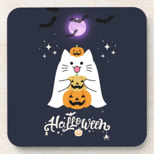 Mitternachts-Halloween-Katze – Gruselige und süße Getränkeuntersetzer