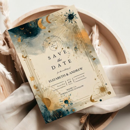 Mitternachts-Himmelhochzeit Save The Date